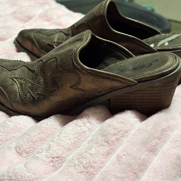 gomoX Western Mule Heels Brown Faux Leather Cowboy Slip On Size 7 - Picture 7 of 9